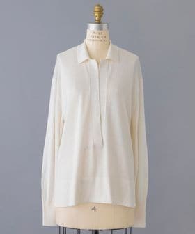 BLAMINK SPRING 18Gスキッパーカラーロングスリーブニット BLAMINK SPRING 18Gスキッパーカラーロングスリーブニット