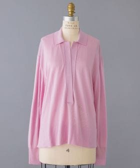 BLAMINK SPRING 18Gスキッパーカラーロングスリーブニット BLAMINK SPRING 18Gスキッパーカラーロングスリーブニット