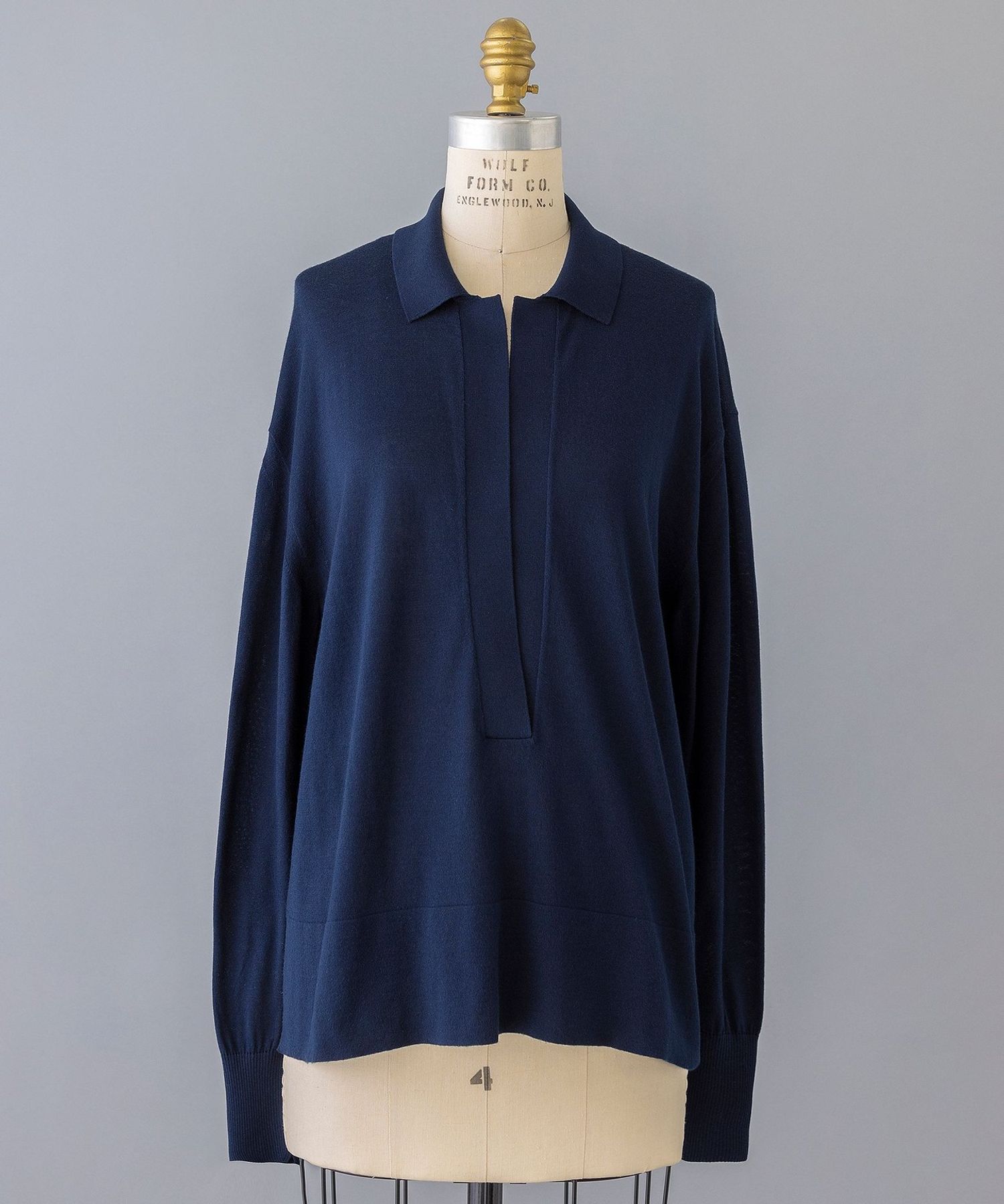 BLAMINK SPRING 18Gスキッパーカラーロングスリーブニット BLAMINK SPRING 18Gスキッパーカラーロングスリーブニット