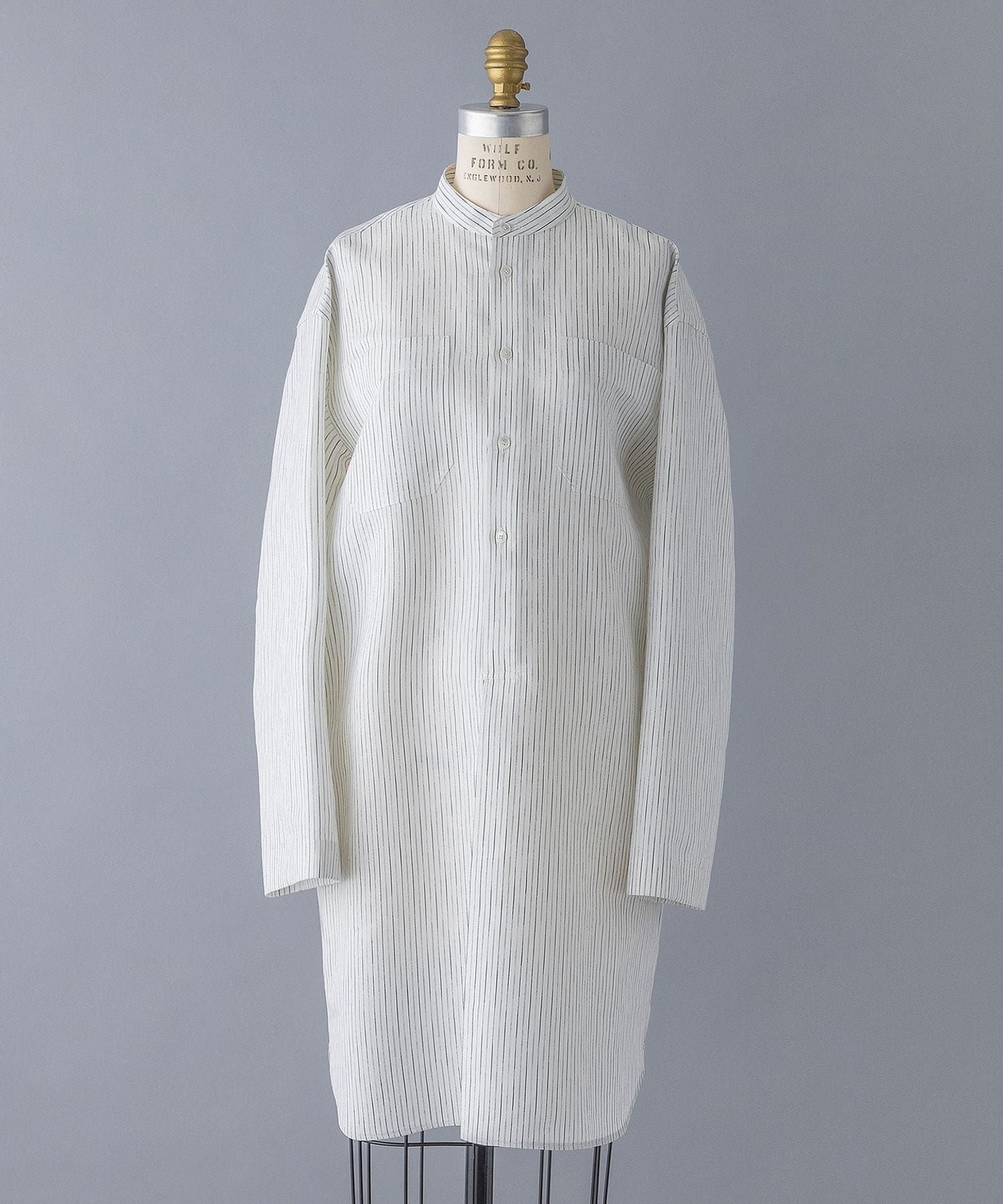 UNITED ARROWS バンドカラー　ストライプ　ロング　シャツ SPRING ストライプバンドカラーシャツ