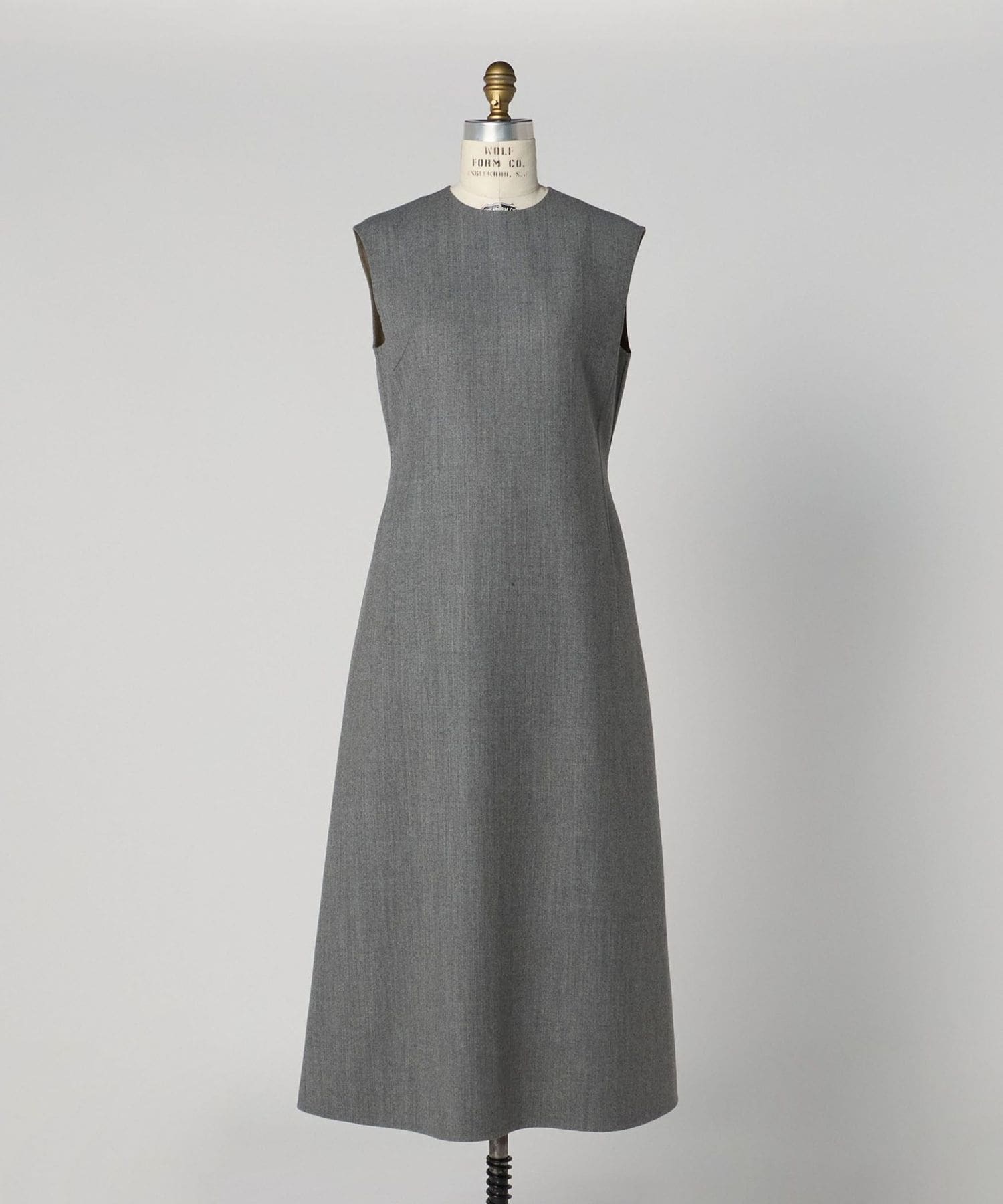 PRE ダブルフェイスノーカラーワンピース