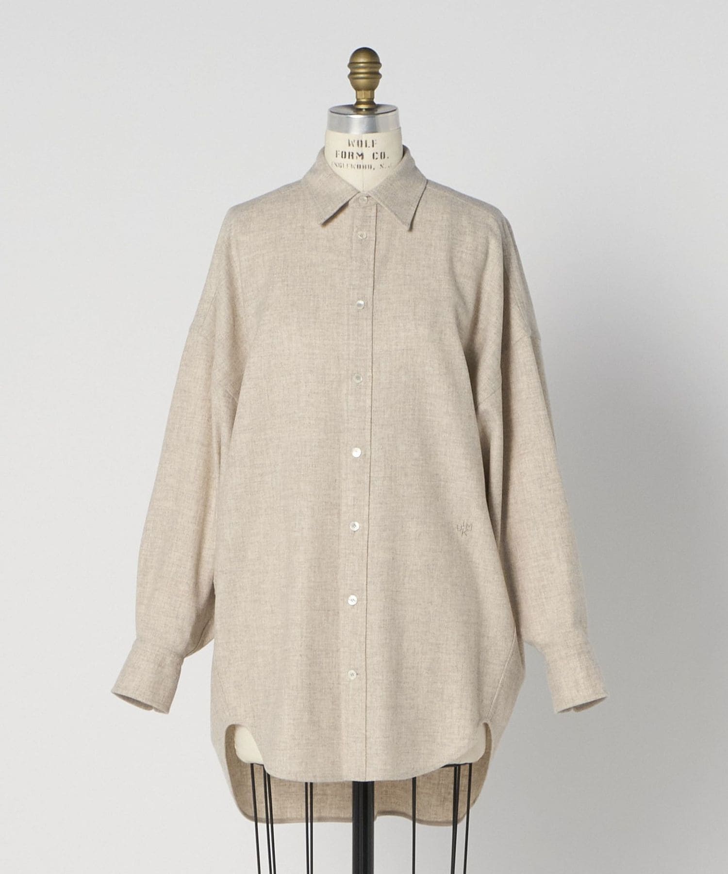 blamink ウールカシミヤレギュラーカラーシャツ　グレー　36 blamink ウールカシミヤレギュラーカラーシャツ グレー 36