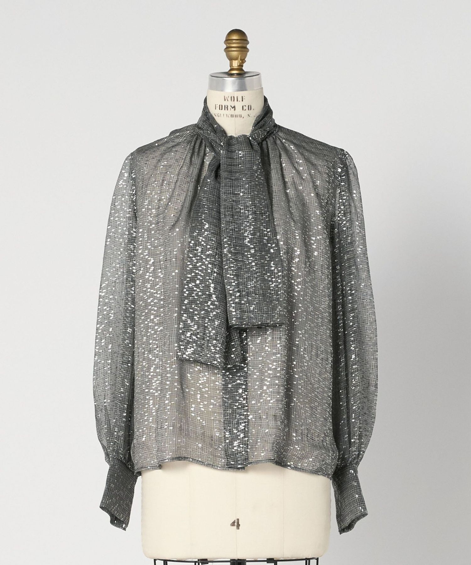 FALL ラメプリントボウタイブラウス