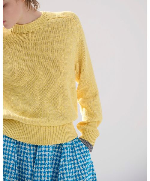 ブラミンク BLAMINK ロングスリーブニットセーター 7913-106-0316 イエロー サイズ：36 SPRING 3Gクルーネックロングスリーブニット