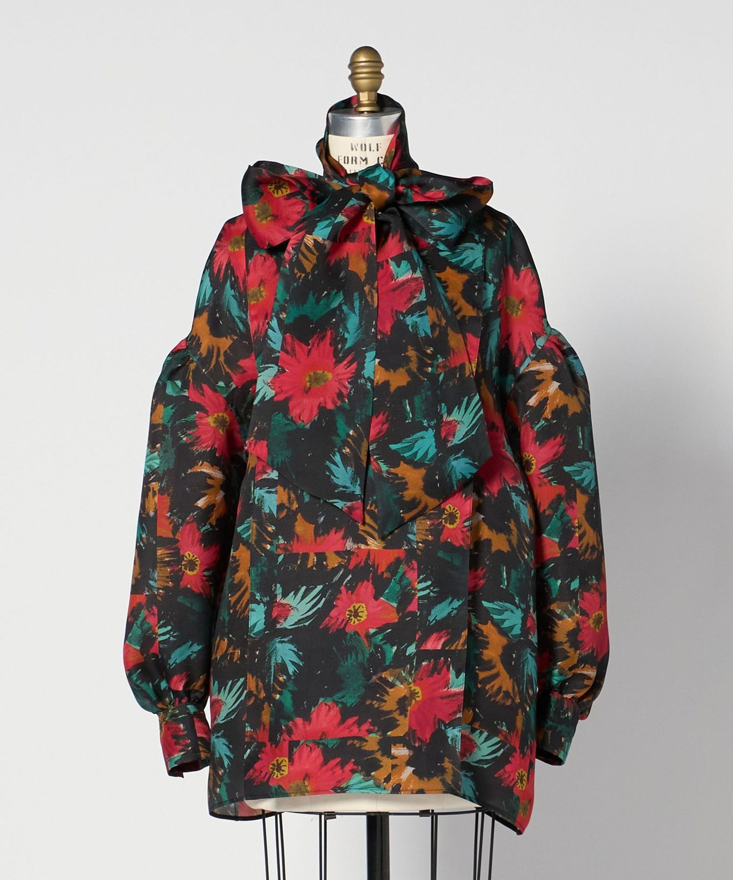 Drawer ドゥロワー フラワー プリント ボウタイ シルク ブラウス 神崎