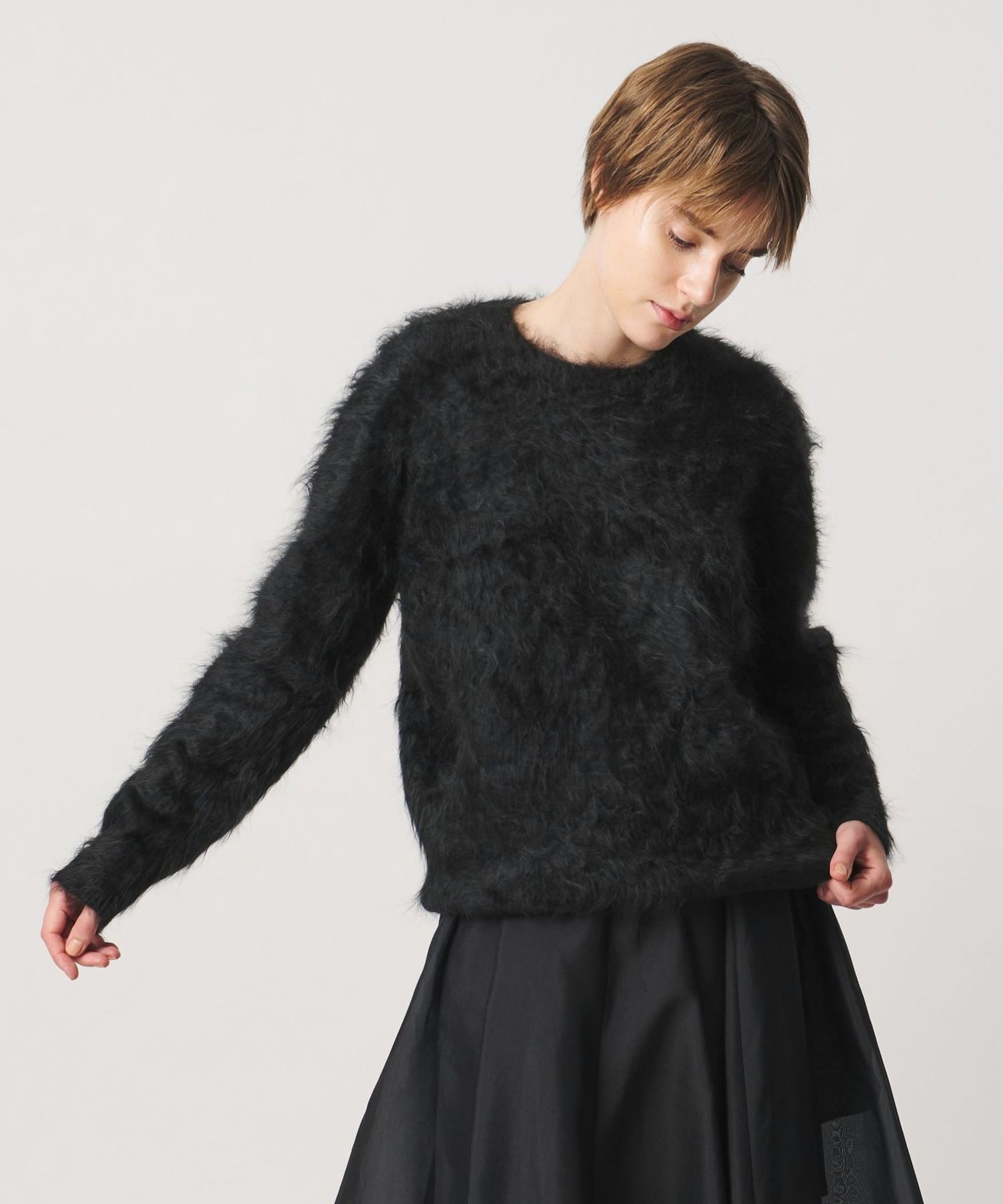 FALL カシミヤファークルーネックニット