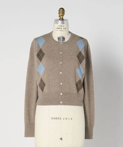 BLAMINK/RESORT アーガイルクルーネックカーディガン/カーディガン / ボレロ