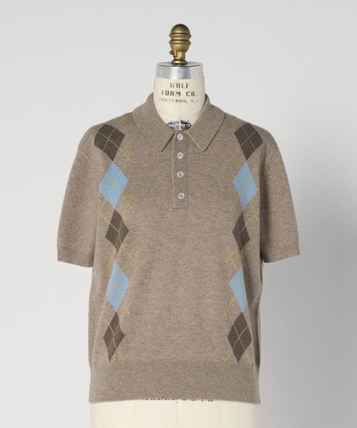 BLAMINK/RESORT アーガイルショートスリーブニット/ニット / セーター