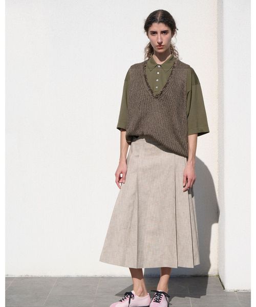 BLAMINK/SPRING サイドベルトプリーツスカート/ミモレ / ロング