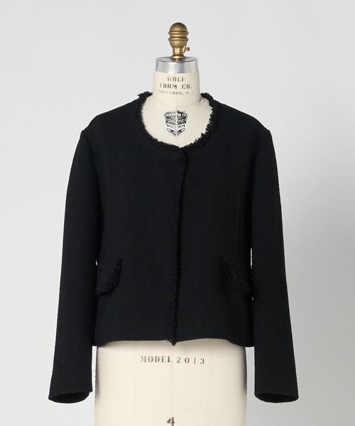 BLAMINK/SPRING ツイードノーカラージャケット/ノーカラージャケット