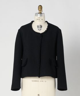 BLAMINK/SPRING ツイードノーカラージャケット/ノーカラージャケット