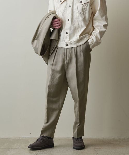 ＜Steven Alan＞ W/LI インツープリーツ ドレス トラウザーズ テーパード