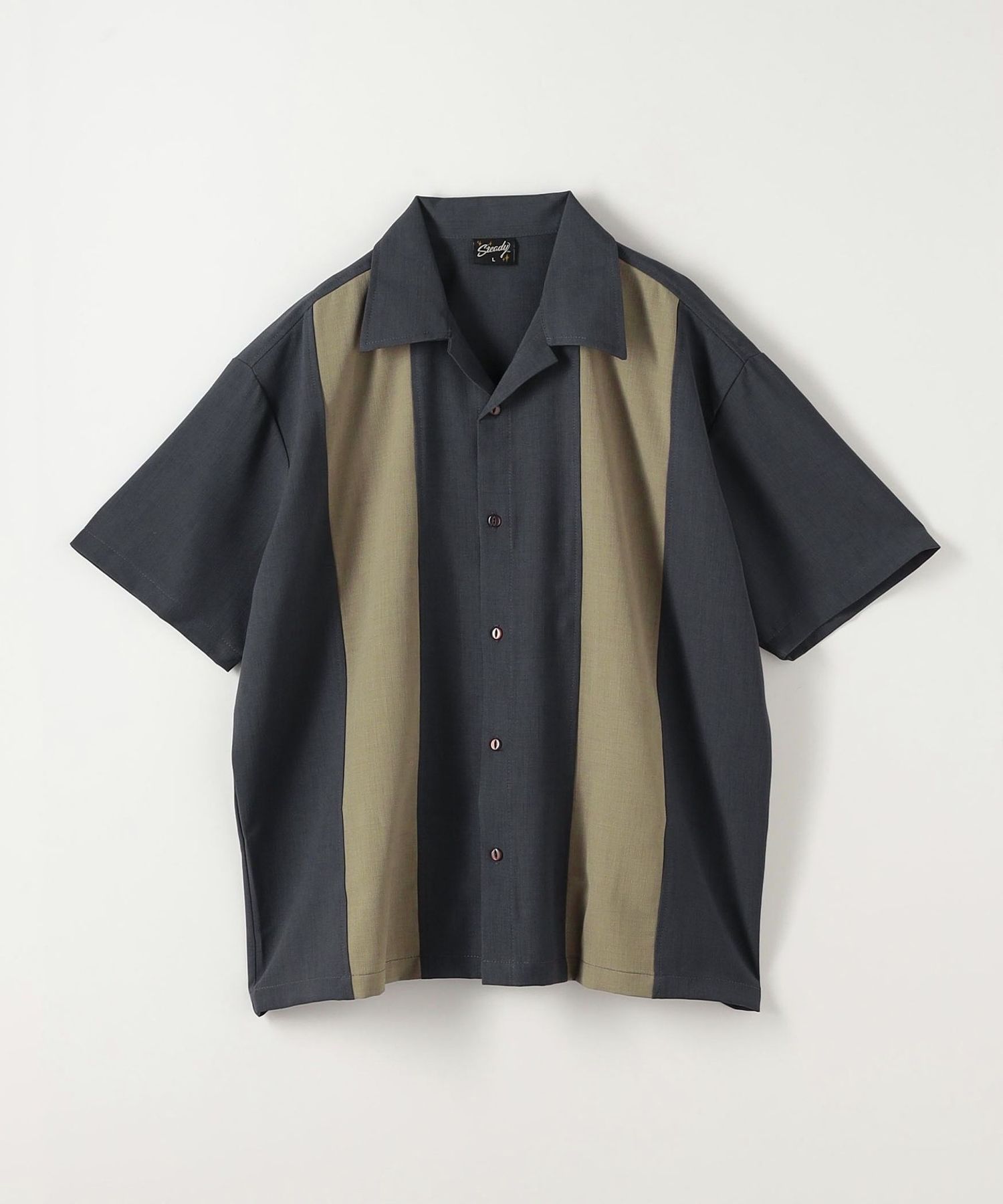 オリーブグリーン 半袖ボーリングシャツ日本製