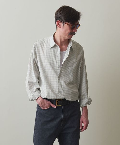 Steven Alan＞ コットン/シルク/リネン チェック レギュラー