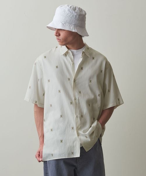 スティーブンアラン　ショートスリーブチェックシャツ　ブラック Steven Alan＞ オーガニックコットン ボーダー ショートスリーブ