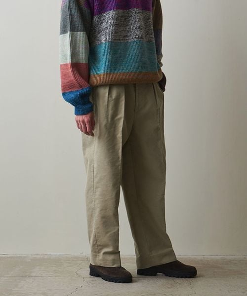 steven alan モールスキンインツープリーツドレストラウザーズ　XL Steven Alan＞ モールスキン インツープリーツ ドレス トラウザーズ