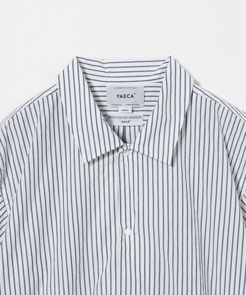 トップス YAECA  STRIPE COMFORT SHIRTS YAECA Comfort Shirt Short Sleeve , Bold Stripe – Navyblue
