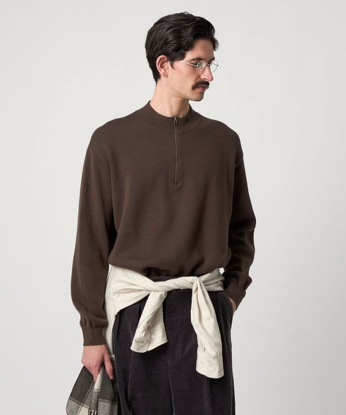 Steven Alan＞ CTN/CA ハーフ ジップ スタンドネック ニット
