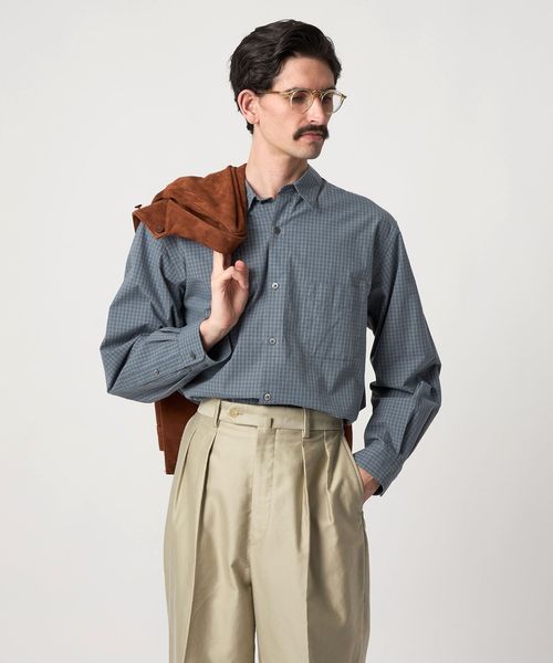 Steven Alan＞ ポプリン グラフチェック レギュラーカラー