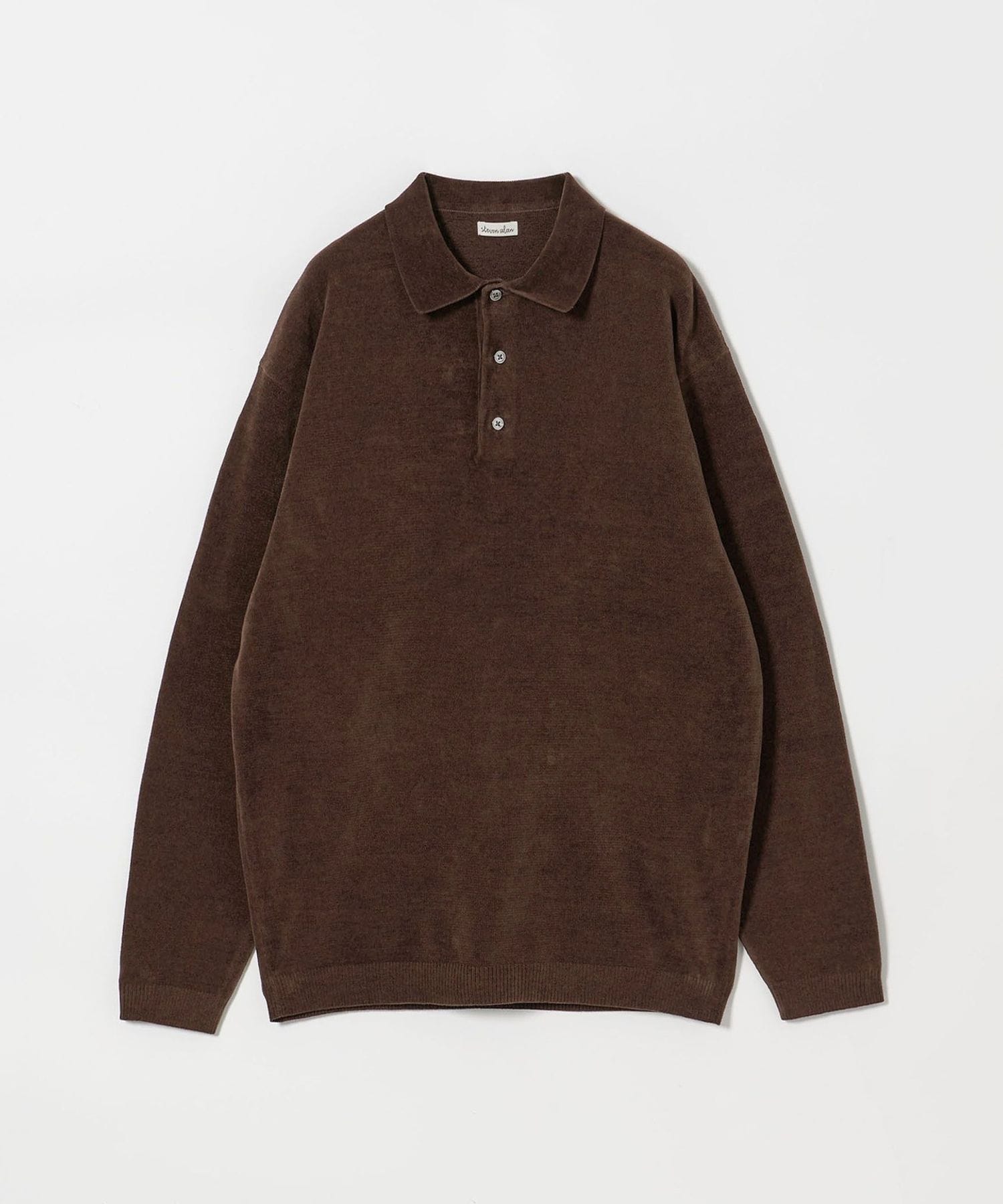 特価 Steven alan ニットポロ 23ss コットン ブラウン メンズ Steven Alan> 3B コットン ニット ポロシャツ