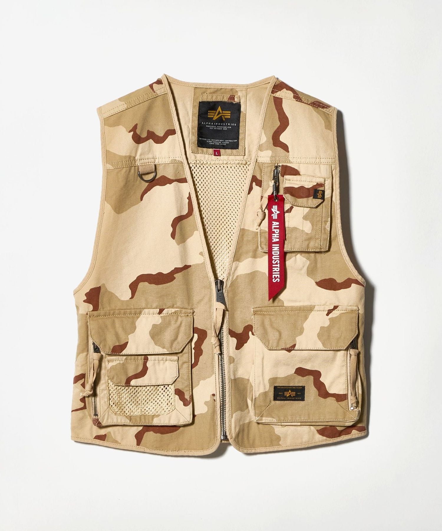 NNS使用 ALPHA VEST USA製 迷彩 ベスト Lサイズ ALPHA INDUSTRIES＞ CAMO VEST/アウター