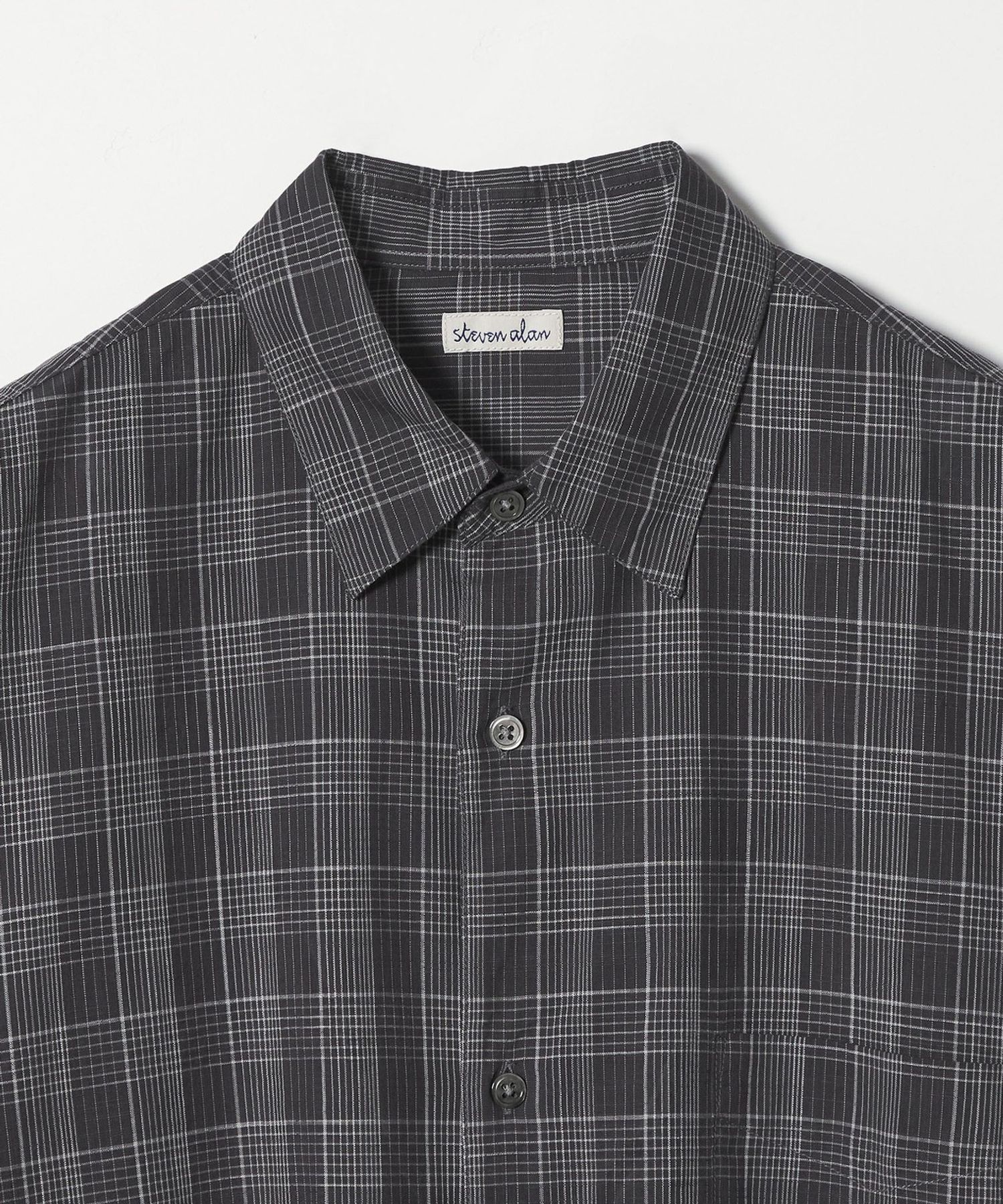 Steven Alan＞ スラブ チェック レギュラーカラー ショートスリーブ シャツ