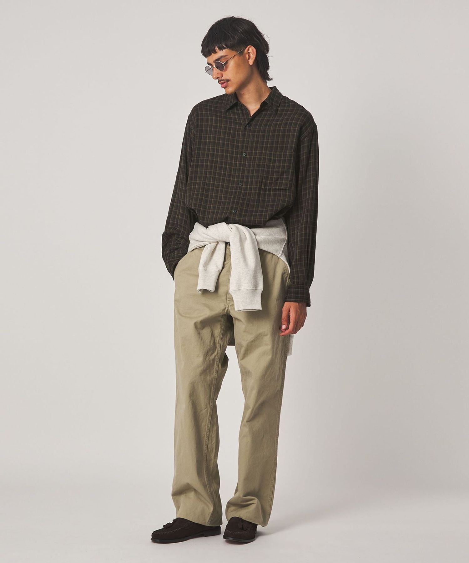 Steven Alan＞ CC ガーゼ マドラスチェック レギュラーカラー シャツ LOOSE