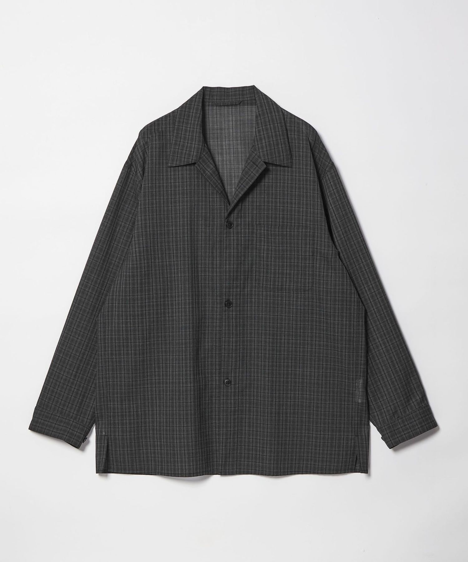 Steven Alan＞ ウール チェック オープンカラー オーバー シャツ