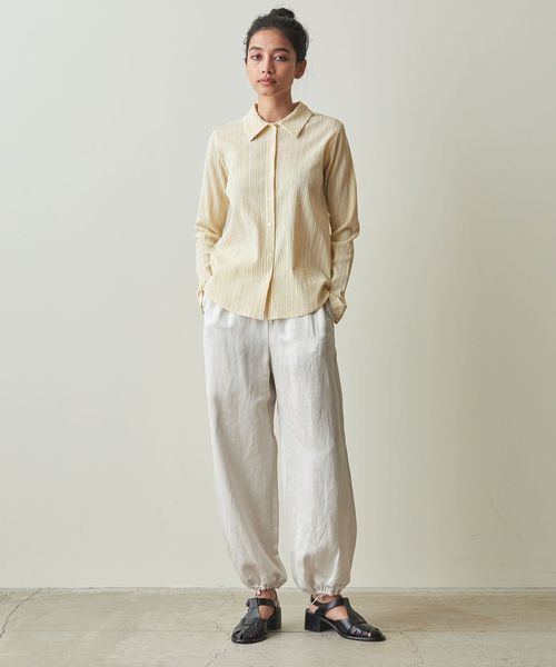 Steven Alan CRAPE STRIPE SHIRT シャツ　イエロー Steven Alan（スティーブンアラン）の「＜Steven Alan＞CRAPE