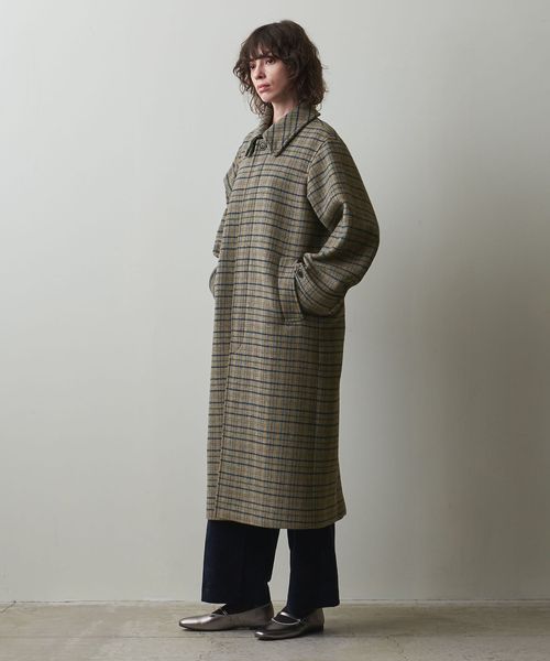 steven alan ダークグレー シャンブレーチェスターコート Steven Alan＞チェック ステンカラーコート