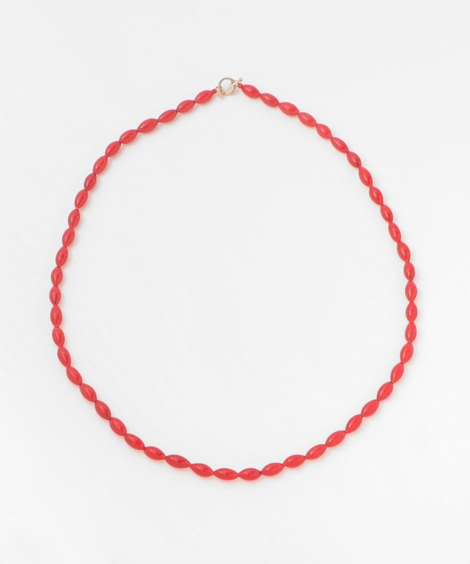 90s EXCEL 深紅レッドカットグラス 金ネックレス&イヤリングセット 希少 TOILE＞BEADS NECKLACE RED/ネックレス