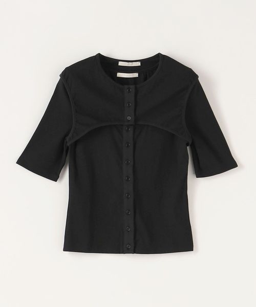 AMOMENTO＞RIBBED BUTTON CARDIGAN TOP SET/カットソー