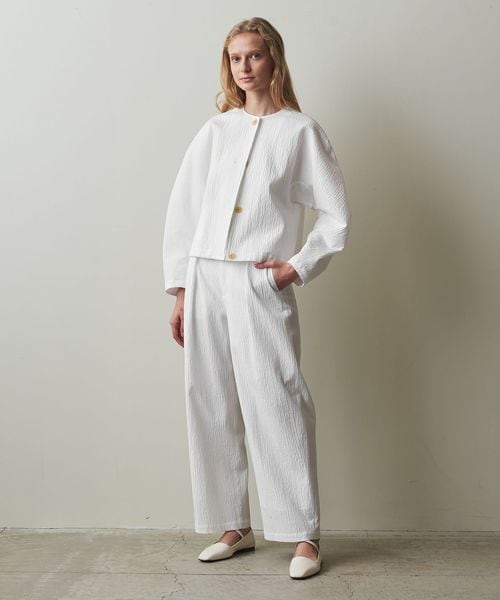 【美品】Steven Alan BEPPETEX トラウザーズ 白 L コットン 美品 BEPPETEX インツープリーツ ドレストラウザーズ スラックス
