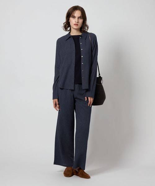 Steven Alan＞クレープ チェック ロングスリーブ シャツ