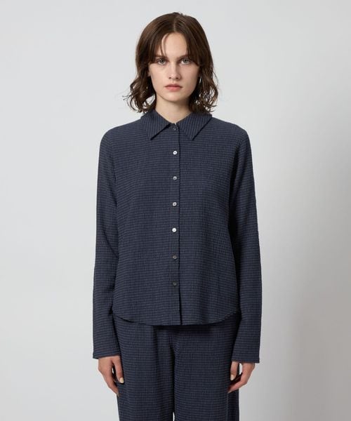 Steven Alan＞クレープ チェック ロングスリーブ シャツ