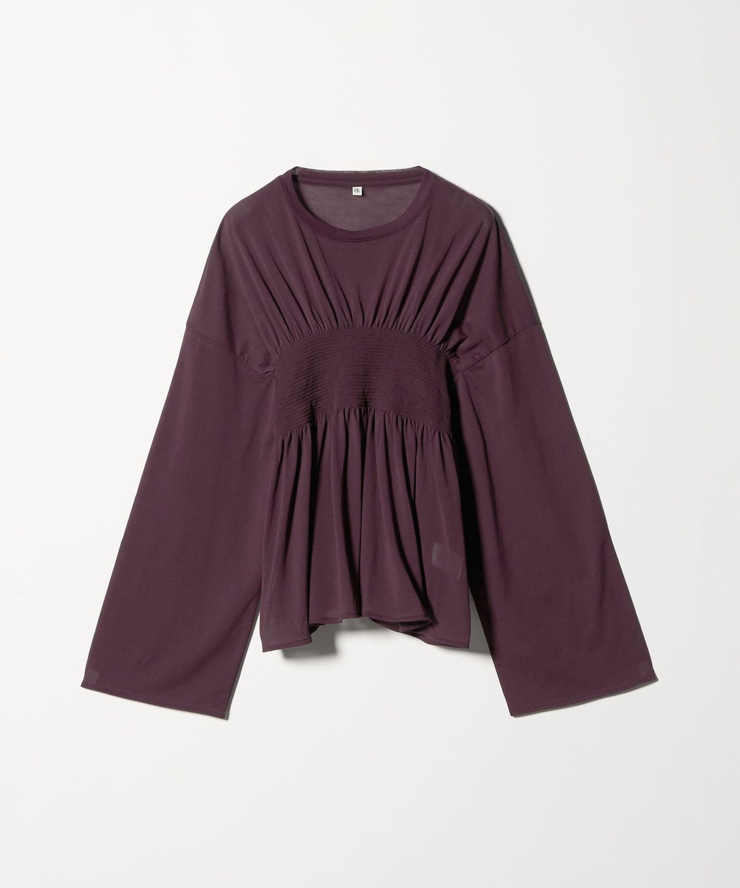 HAKUJI＞SHIRRING LONG SLEEVE PULLOVER/カットソー