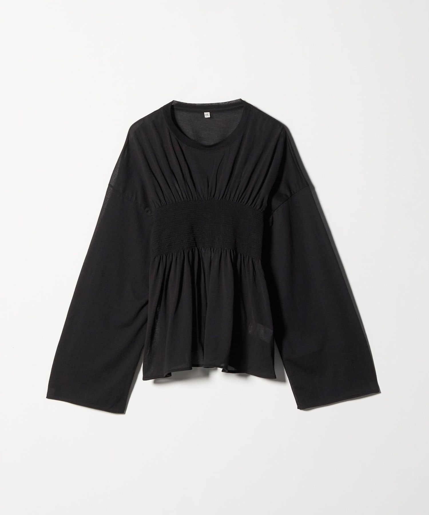 HAKUJI＞SHIRRING LONG SLEEVE PULLOVER/カットソー