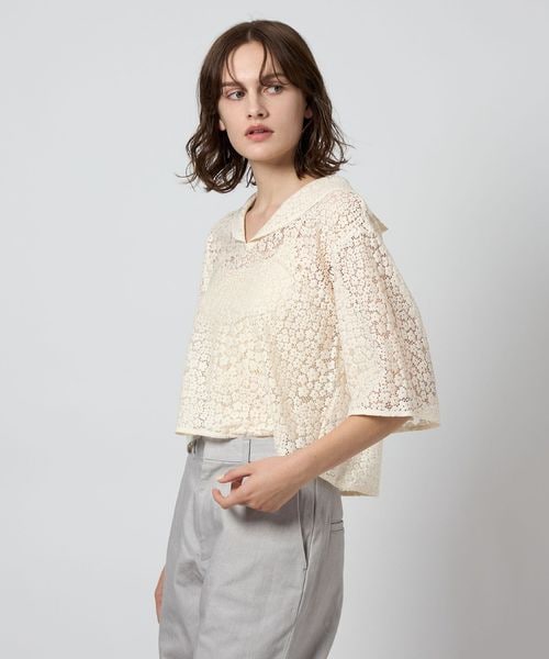 【美品】スティーブン アラン　レースブラウス　ポロシャツ　日本製　フラワー Steven Alan（スティーブンアラン）の「＜Steven Alan＞∴FLOWER