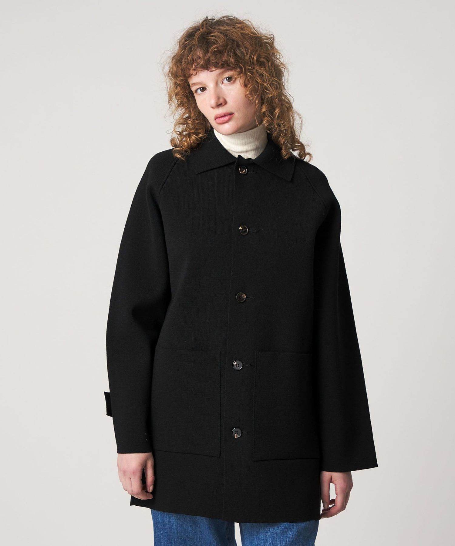 BATONER × Steven Alan＞MILANO RIB BAL COLLAR COAT/ニットコート