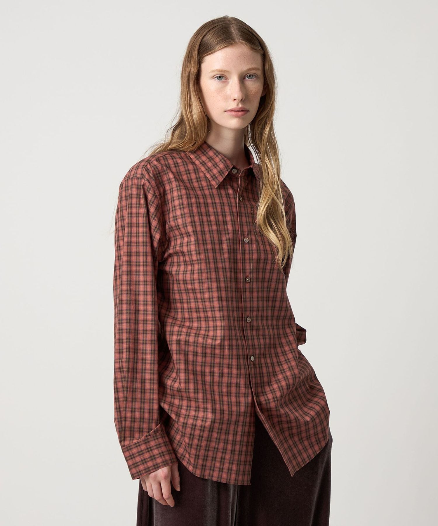 美品 Steven Alan BOLD FIT コットンシルク チェックシャツ Steven Alan＞ コットン/シルク/リネン チェック レギュラー