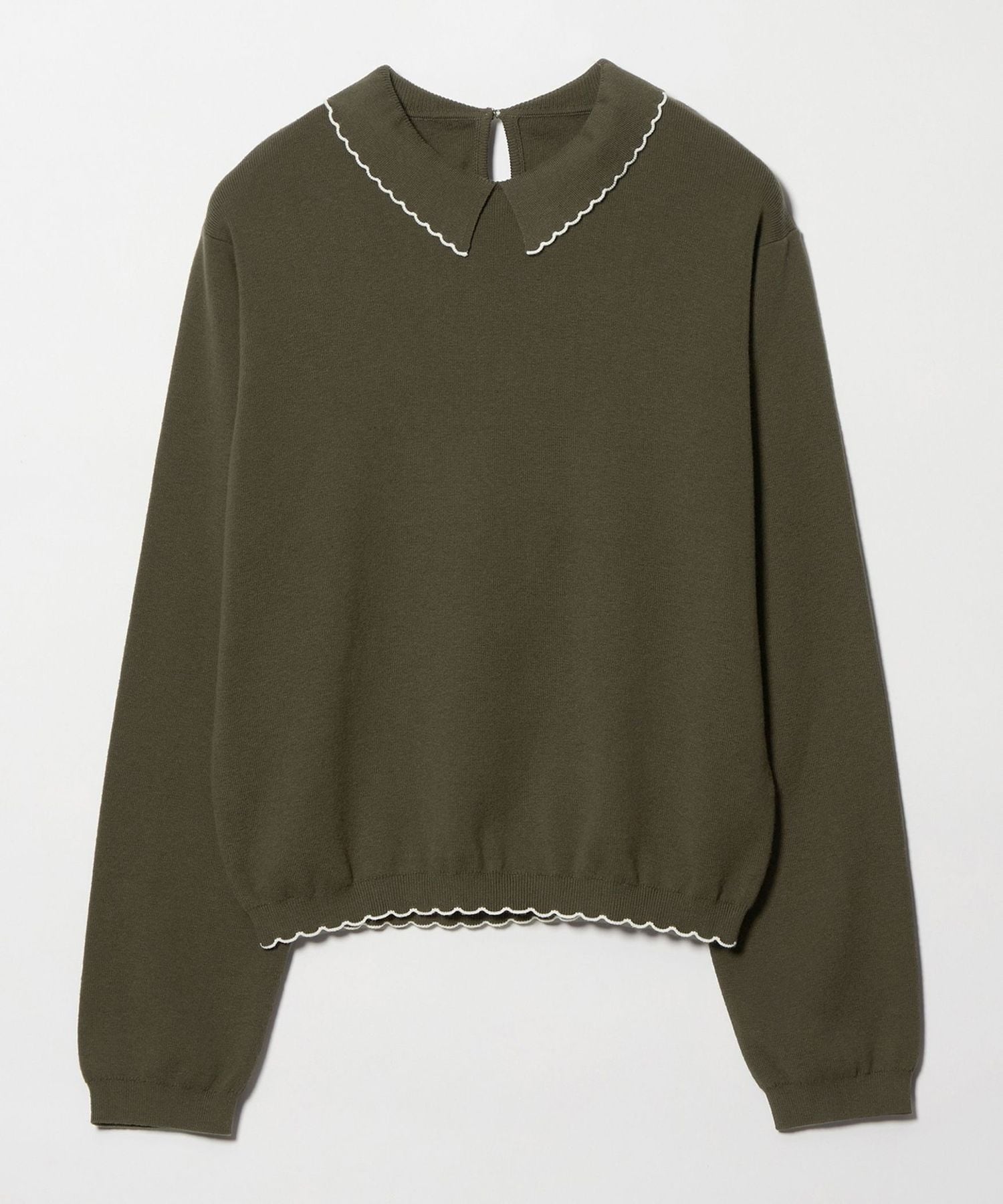 Steven Alan＞コットンカシミヤ ラッフル ポロニット