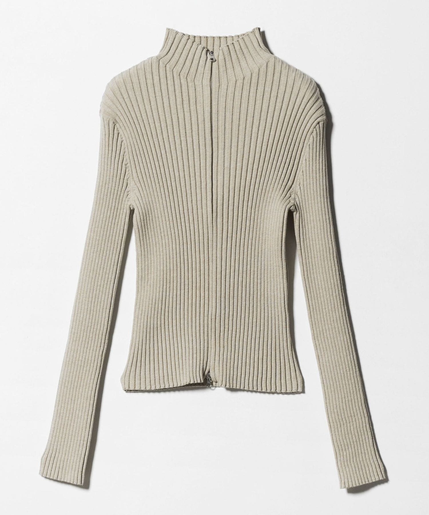 AMOMENTO＞RIBBED HIGH NECK ZIP UP/カーディガン