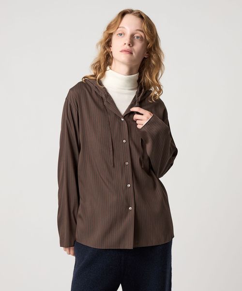 steven alan/＜Steven Alan＞ストライプ フード シャツ/シャツ / ブラウス