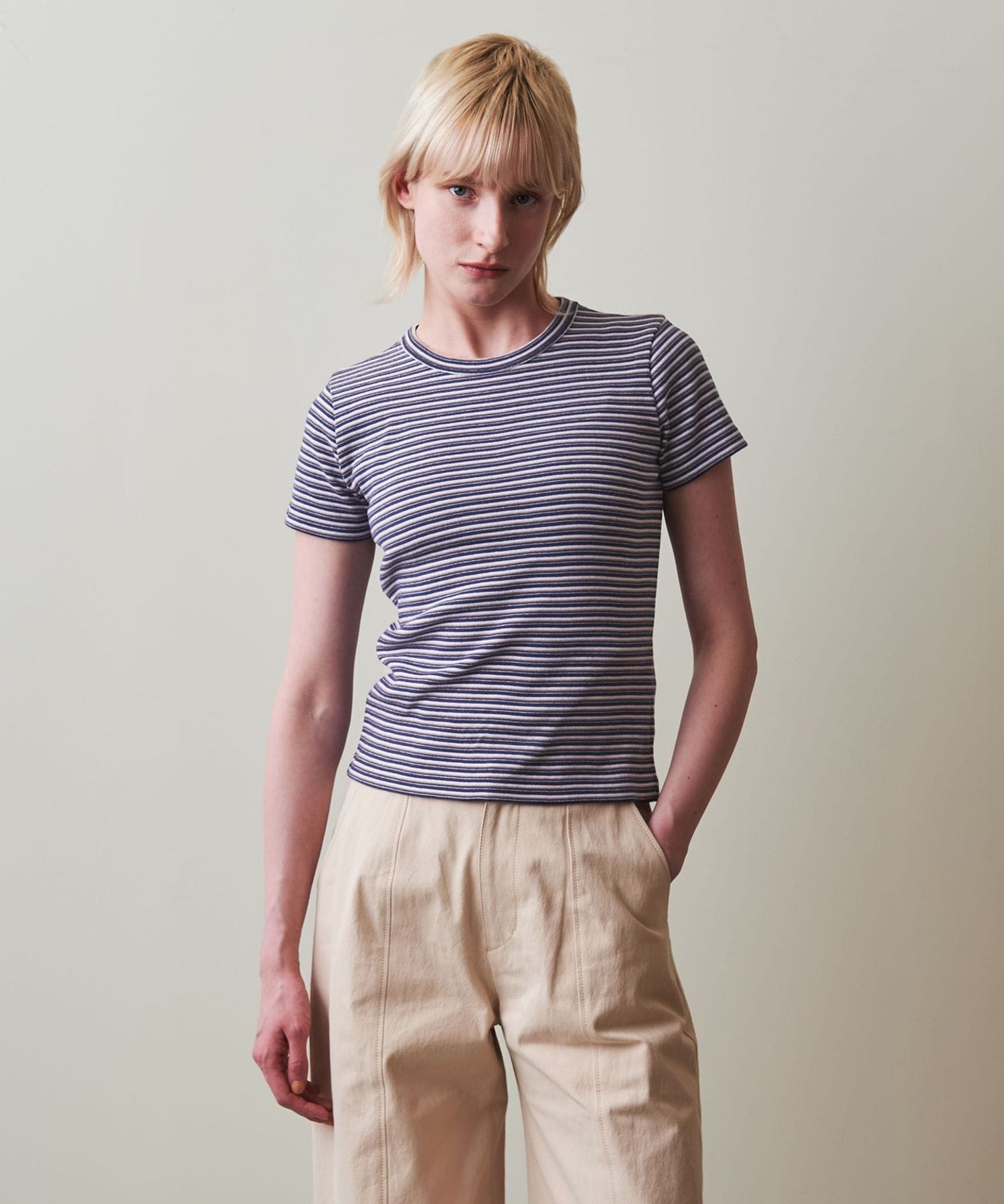 Steven Alan＞コットン ボーダー Tシャツ