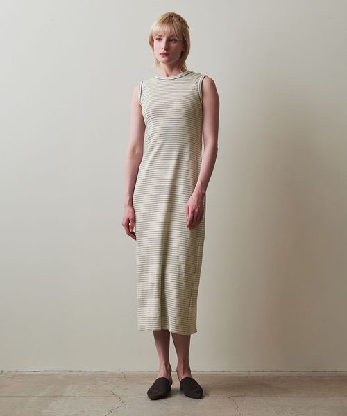 美品 Steven Alan コットン ボーダー柄 膝丈 BDシャツワンピース Steven Alan＞コットン ボーダー タンクトップ ワンピース