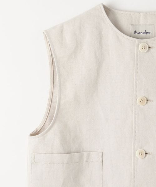【美品】STEVEN ALAN ベスト サイドリボン ナチュラル オフホワイト Steven Alan＞コットン アサ クルーネック ベスト