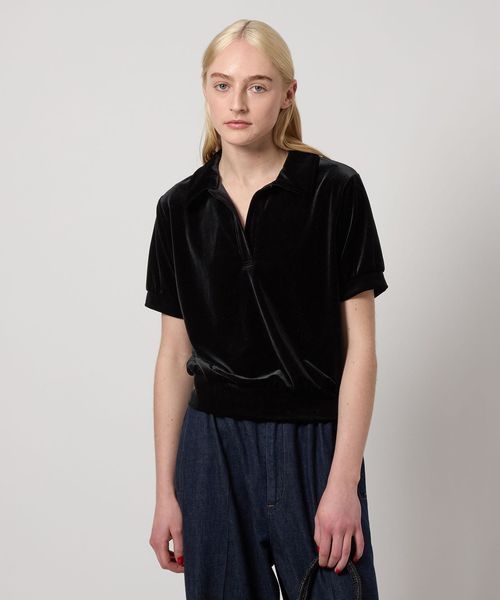 Steven Alan＞ベロア スキッパー ネック プルオーバー