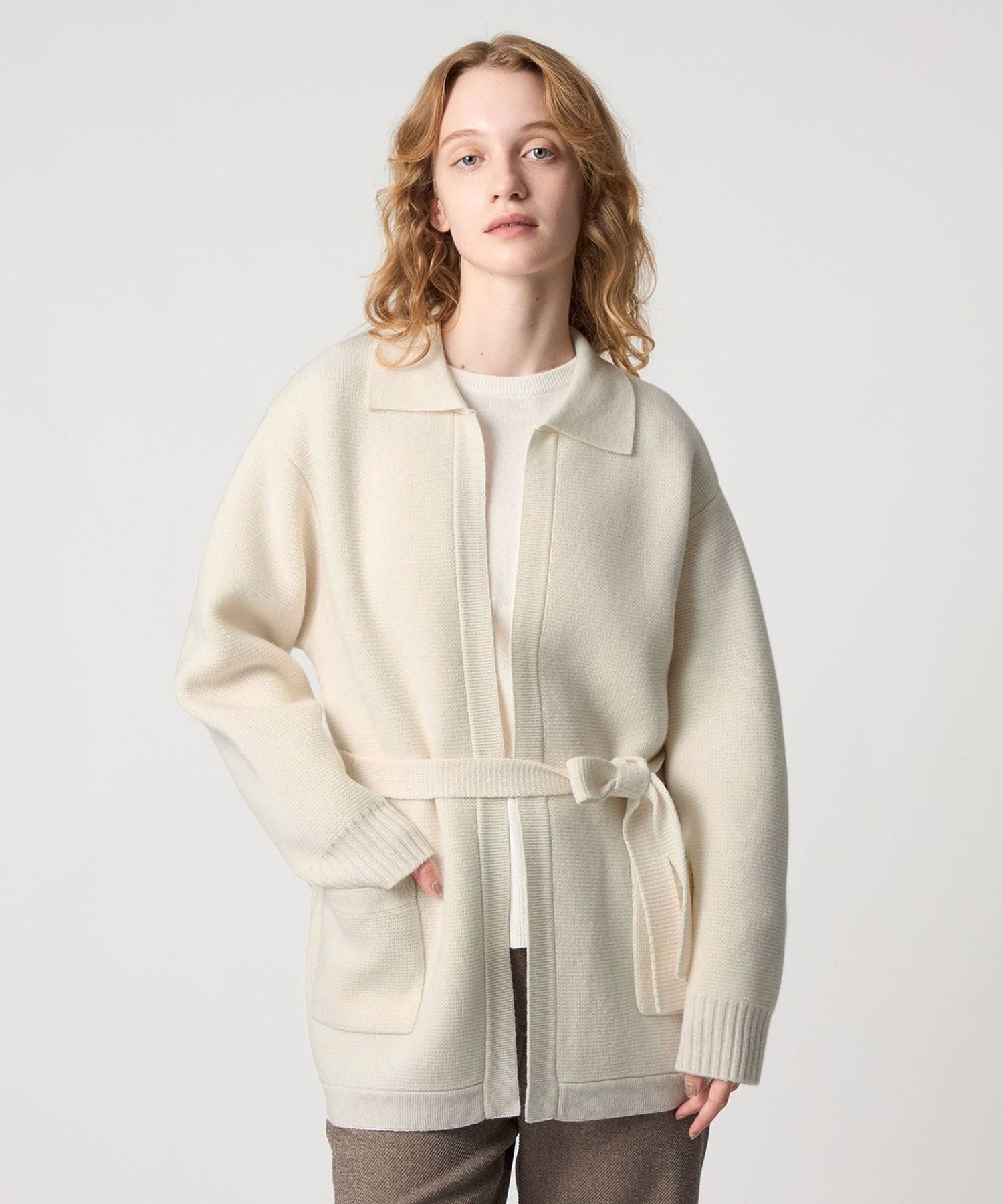 <Steven Alan>カシミヤ ウール ニット カーディガン Steven Alan＞ウール カシミヤ ベルト カーディガン