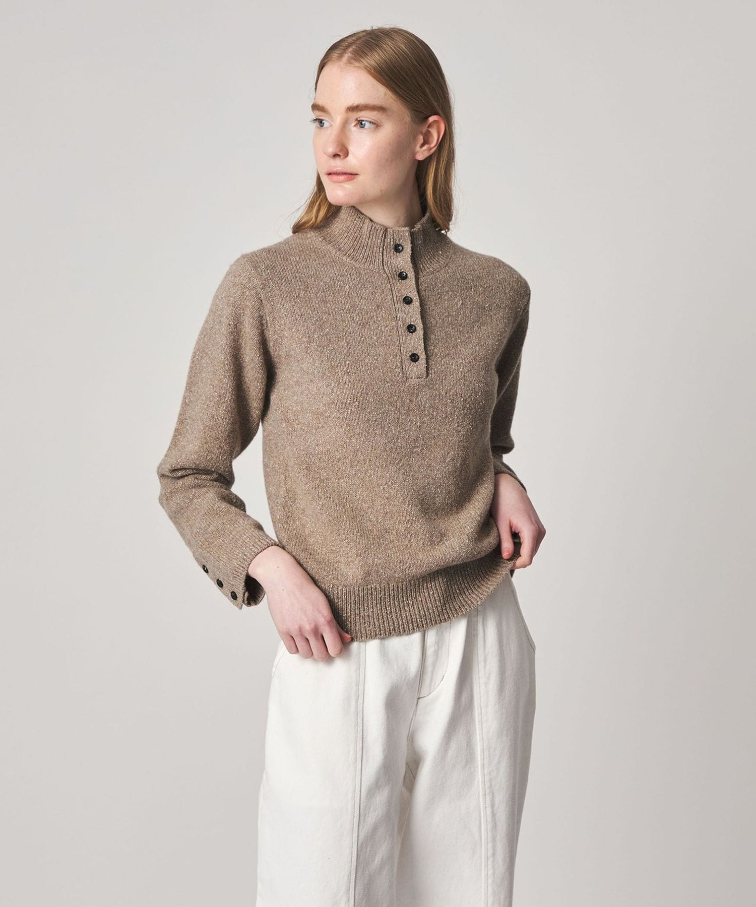 【未使用品】スティーブンアラン ヘンリーネック コットンリブニット セーター S Steven Alan＞ウール シルク ヘンリーネック ニット