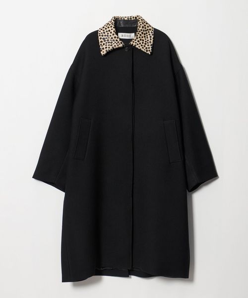 RÓHE/＜ROHE＞CHEETAH MOTIF COLLAR WOOL COAT/コート/その他コート / ブルゾン